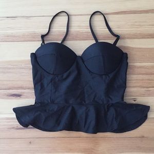Albion Fit black peplum swim top